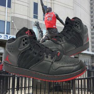Nike Air Jordan 1 Flight 4 Premium GS Black Red #828237-006 Youth Sneakers 6.5Y